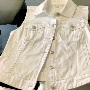 Boston Proper sleeveless denim vest.